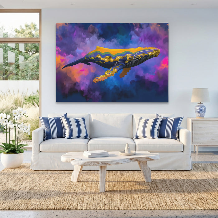 Humpback Whale Nocturne canvas wall art, room view