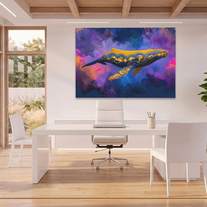 Humpback Whale Nocturne canvas wall art, room view