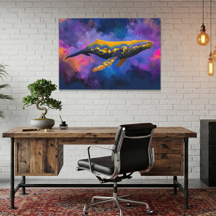 Humpback Whale Nocturne canvas wall art, room view