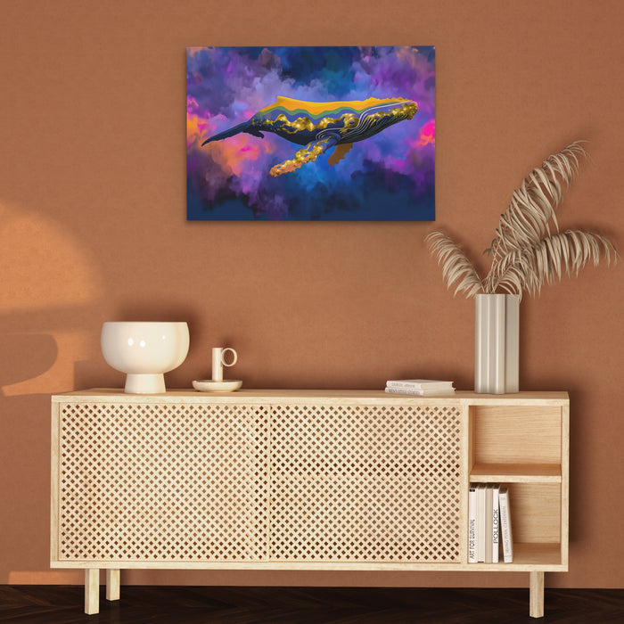 Humpback Whale Nocturne canvas wall art, room view