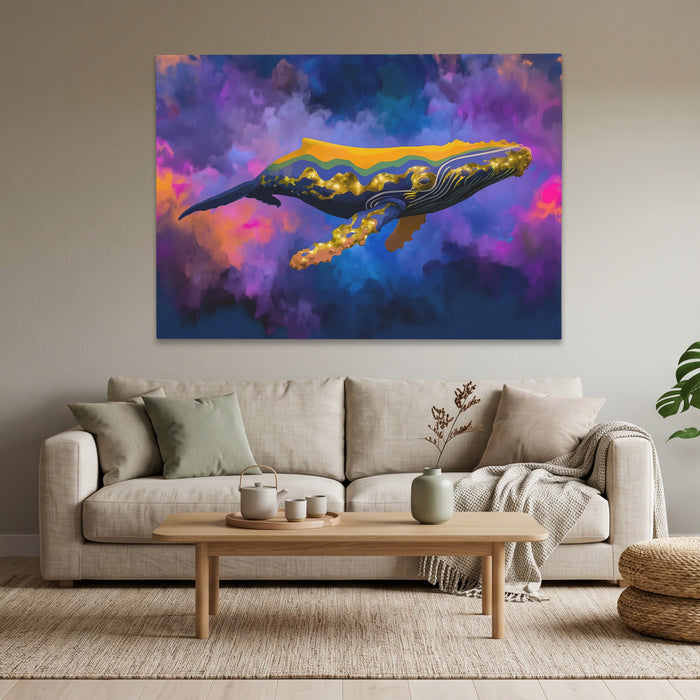 Humpback Whale Nocturne canvas wall art, room view