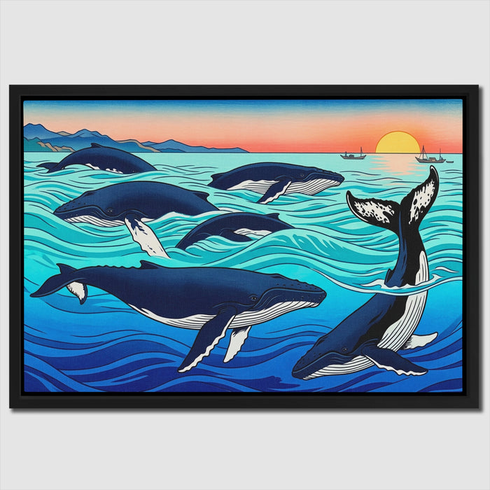 Humpback Whales Sunset canvas wall art