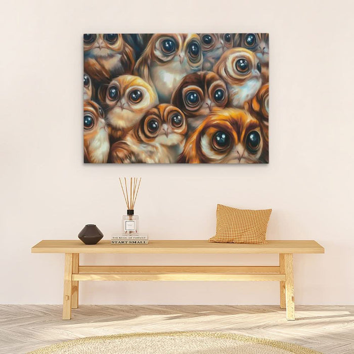 Hungry Birds - Maximalist Earth Tones Canvas Wall Art