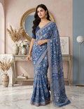 Indigo Floral Saree