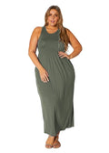 Iva Sleeveless Pleated Maxi Dress - Extended Sizes