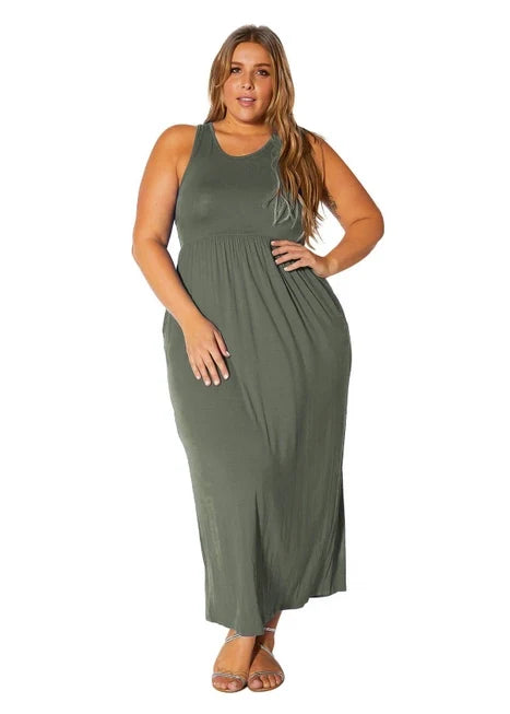 Iva Sleeveless Pleated Maxi Dress - Extended Sizes