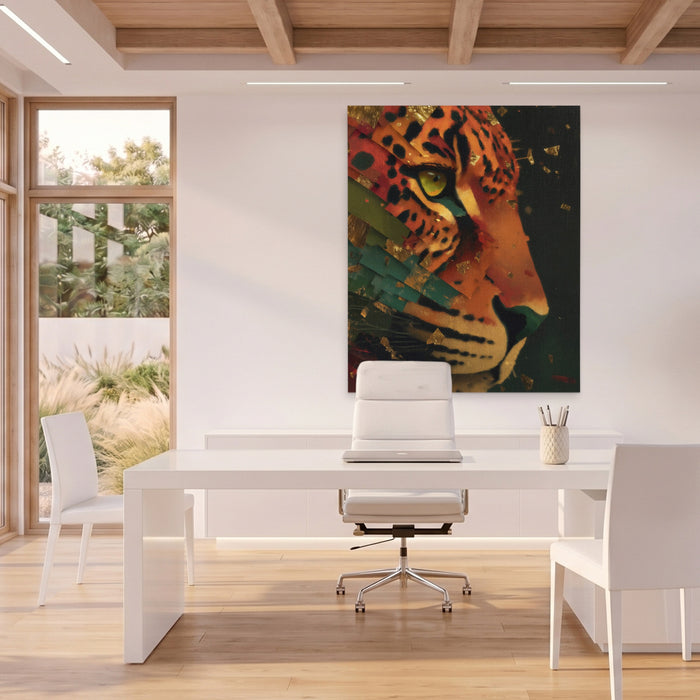 Jaguar Rust Geometric canvas wall art, room view