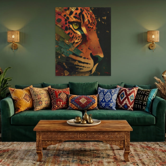 Jaguar Rust Geometric canvas wall art, room view