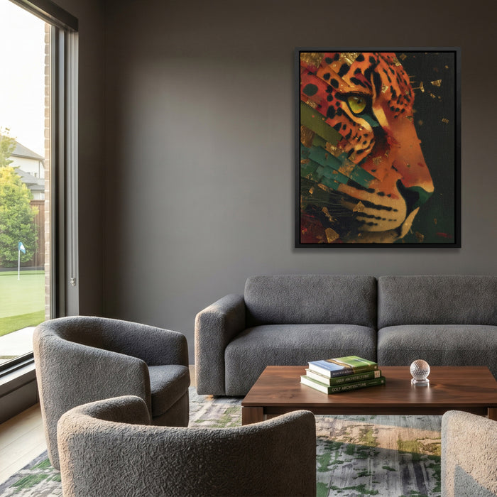 Jaguar Rust Geometric canvas wall art, room view