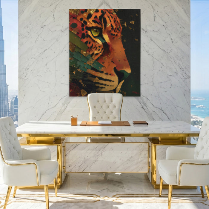 Jaguar Rust Geometric canvas wall art, room view