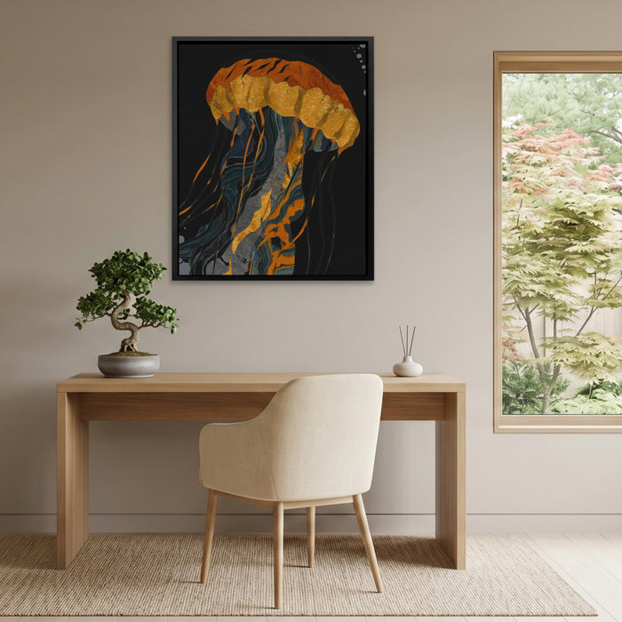 Jellyfish Azure Drift canvas wall art, room view