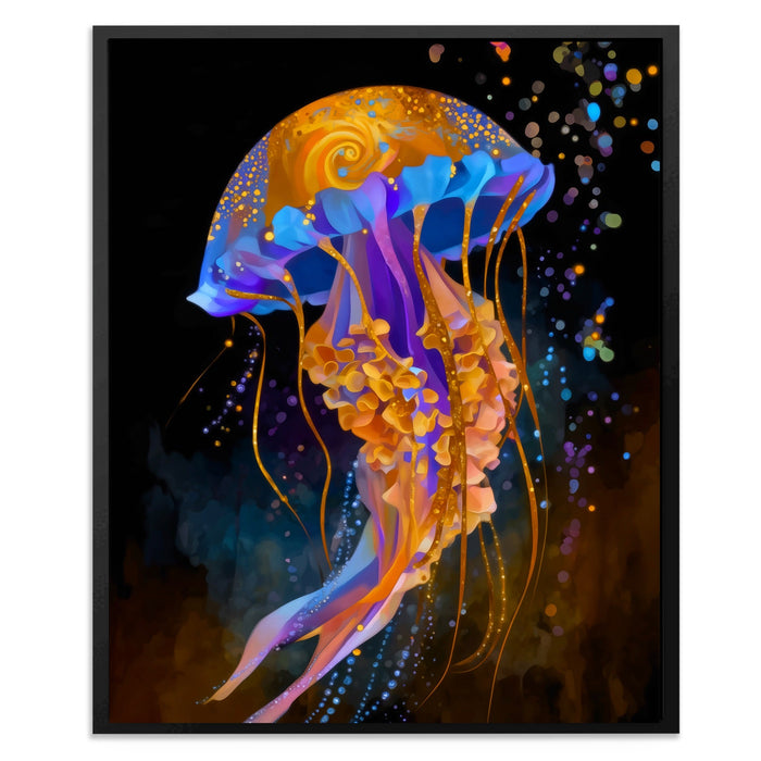Jellyfish Cerulean Luminescence canvas wall art, room view