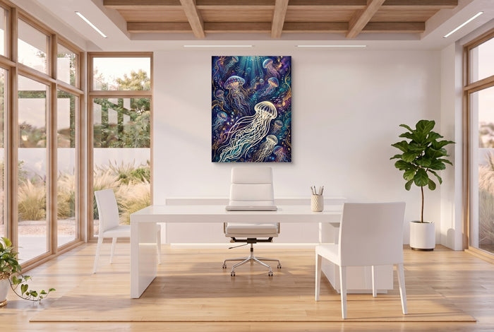 Jellyfish Glowing Dream — jellyfish glowing dream office space with desk 3 1port flush print