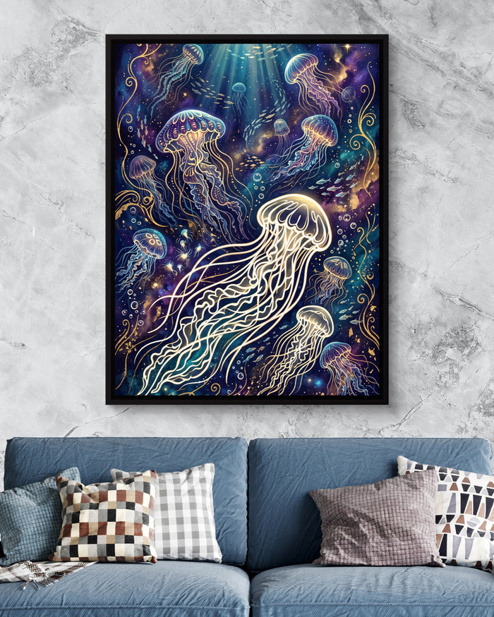 Jellyfish Glowing Dream — jellyfish glowing dream psd marble blue couch 1port framed black