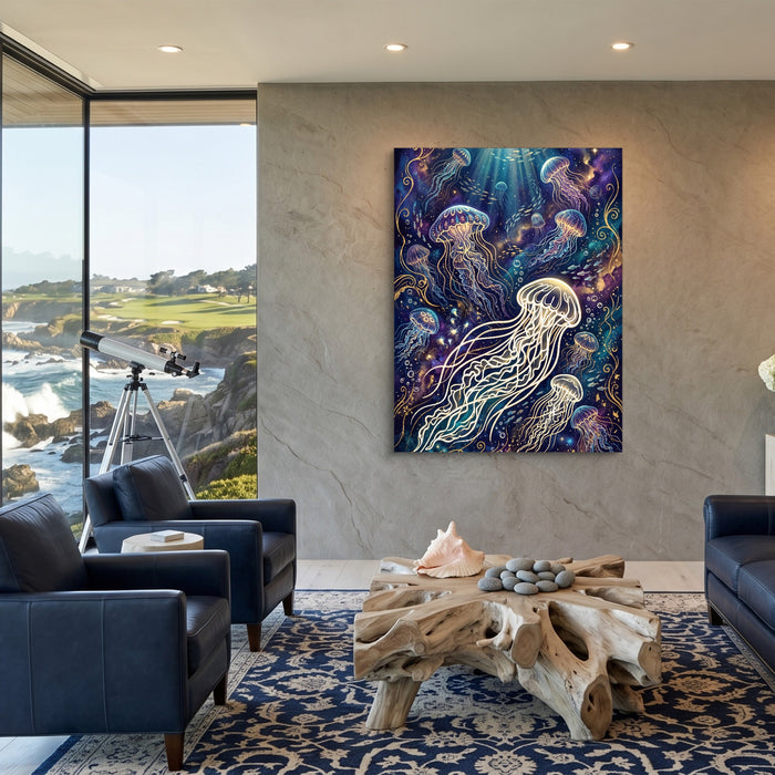 Jellyfish Glowing Dream — jellyfish glowing dream sq coastal views 1port flush print