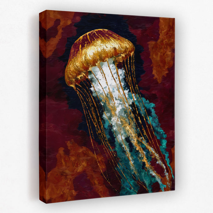Jellyfish Golden Drift canvas wall art
