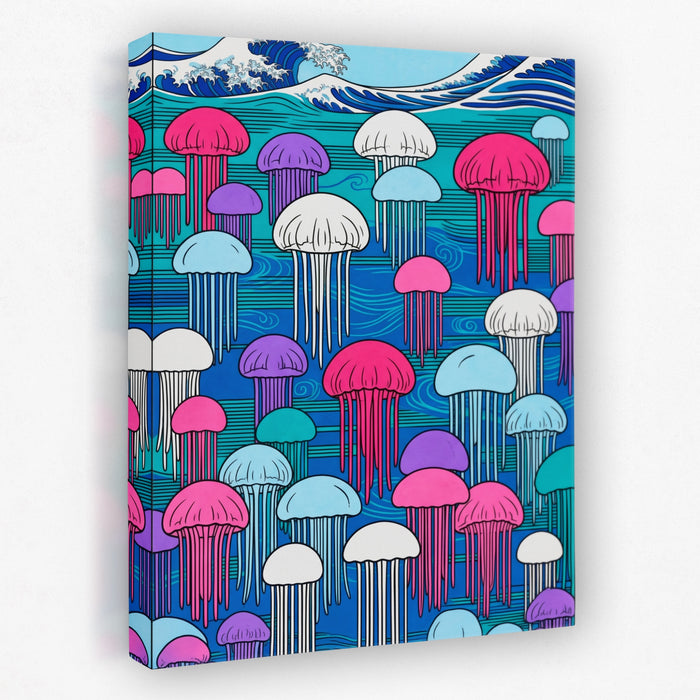 Jellyfish Hokusai Wave canvas wall art