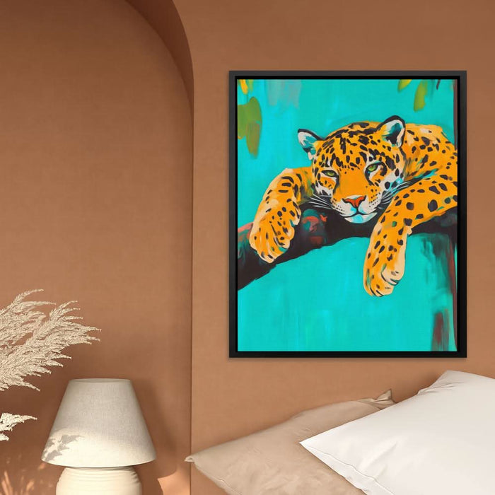 Jungle Dreamer - Big Cat Wall Art in Black Frame