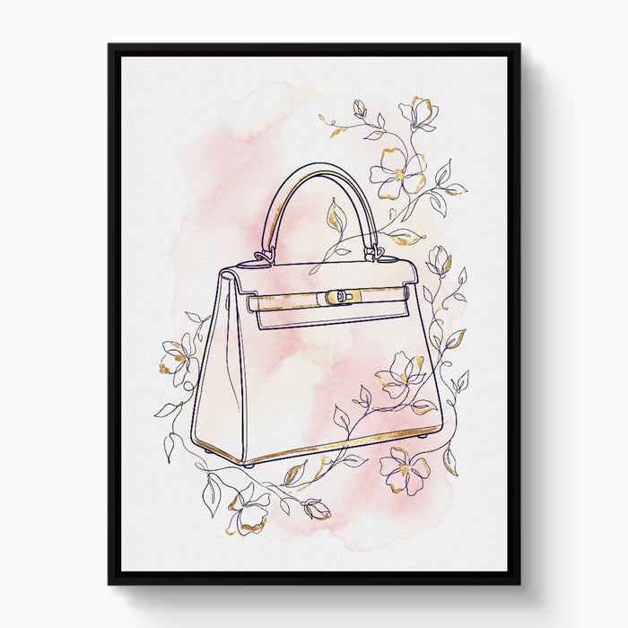 Kelly Bag Blush Floral — kelly bag blush floral white studio framed black