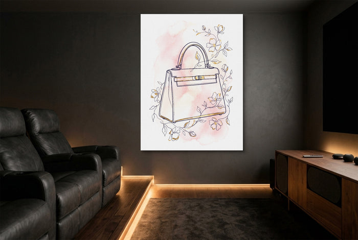 Kelly Bag Blush Floral — kelly bag blush floral home theater room interior 1port flush print