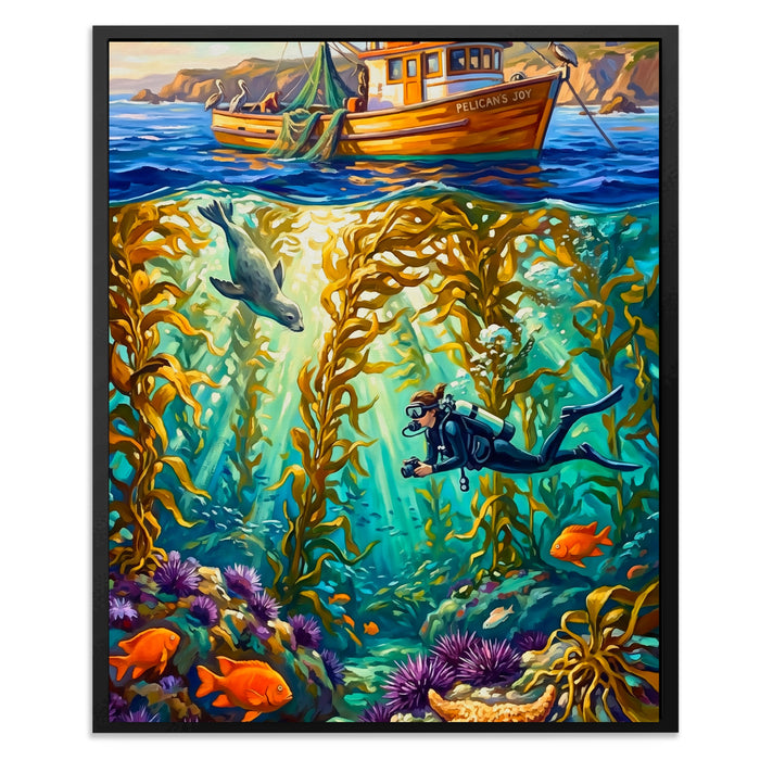 Kelp Forest Diving canvas wall art, room view