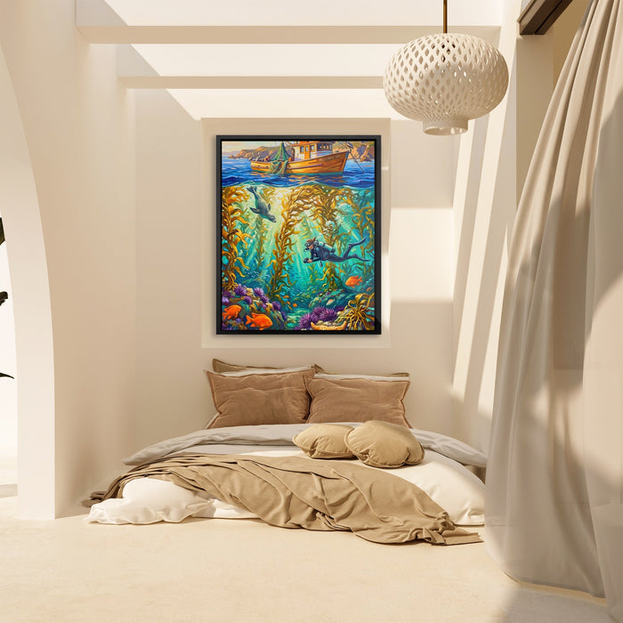 Kelp Forest Diving canvas wall art, room view