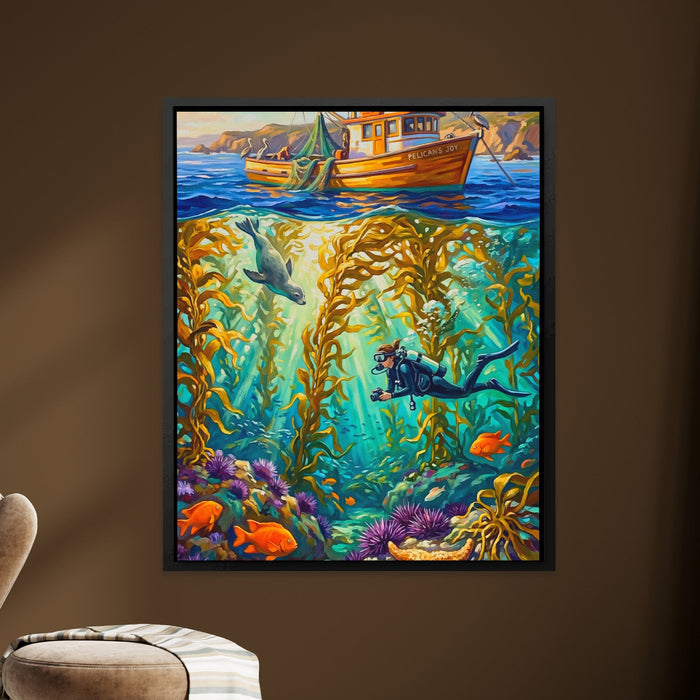 Kelp Forest Diving canvas wall art, room view