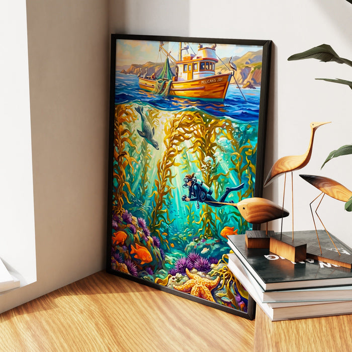 Kelp Forest Diving canvas wall art, room view