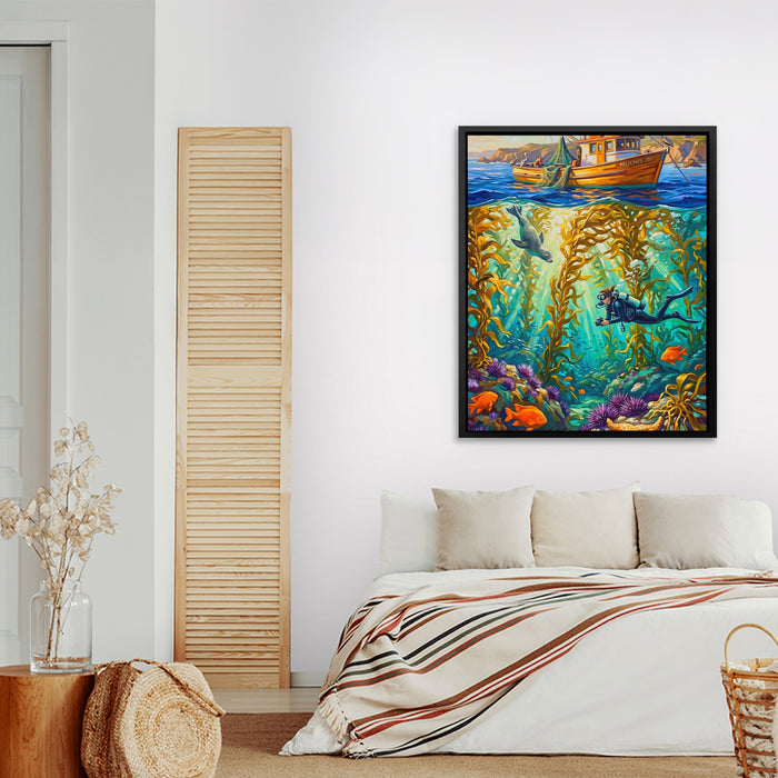 Kelp Forest Diving canvas wall art, room view