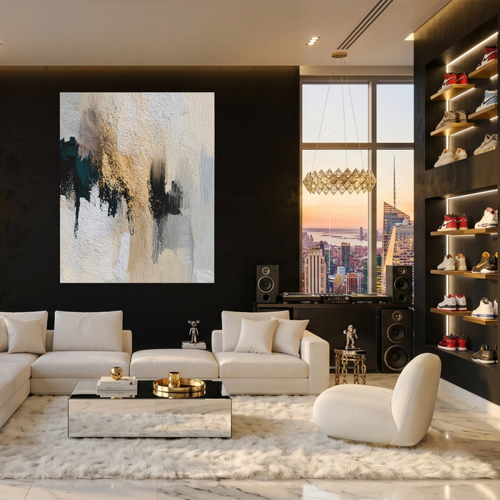 King Geometric Outline canvas wall art, room view