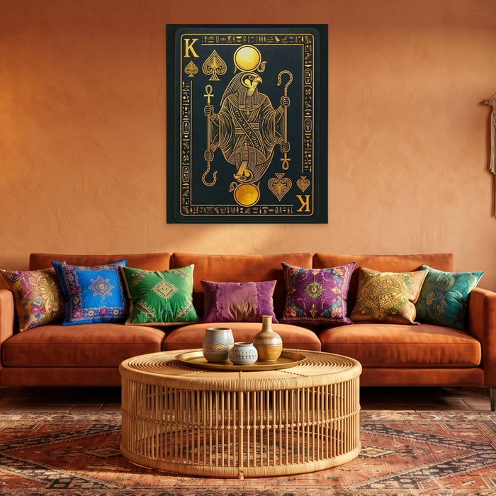 King Of Spades Egyptian Card canvas wall art, room view