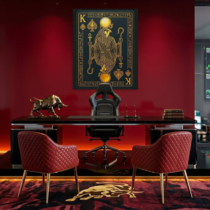 King Of Spades Egyptian Card canvas wall art, room view