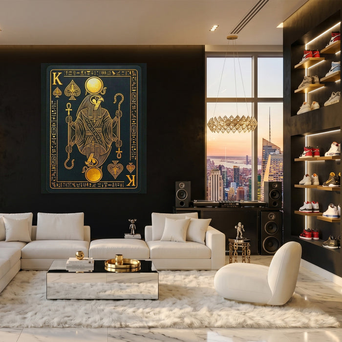 King Of Spades Egyptian Card canvas wall art, room view