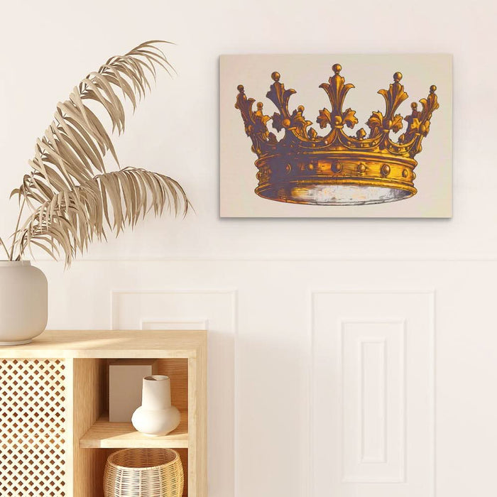 King’s Golden Crown - Beige Canvas Wall Art