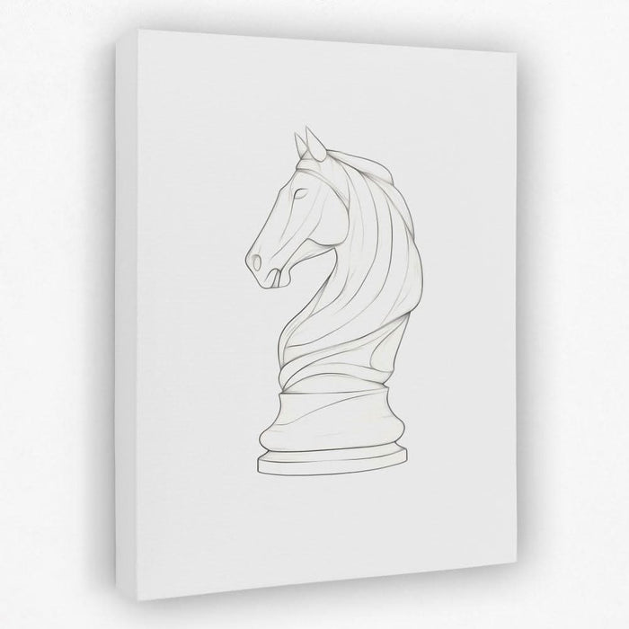 Knight’s Gambit - Black and White Canvas Wall Art