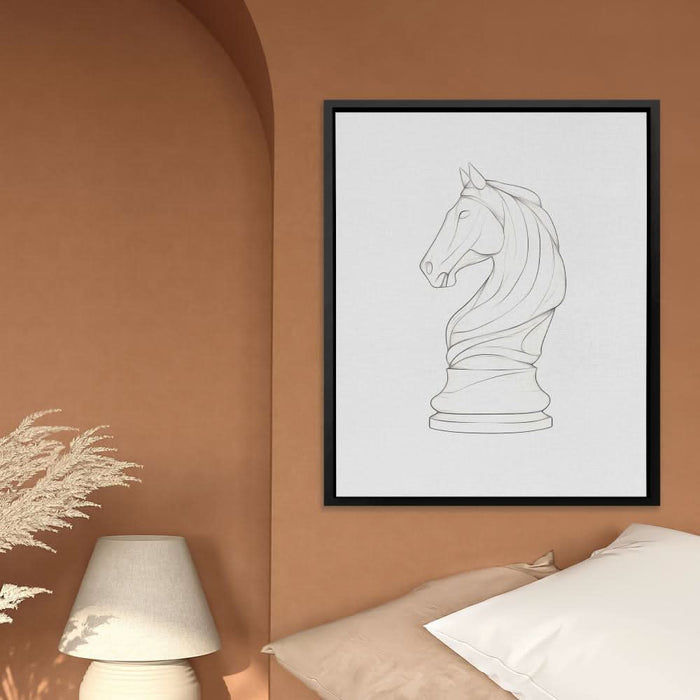 Knight’s Gambit - Minimalist Wall Art in Black Frame