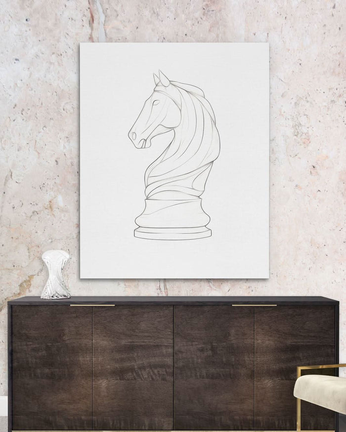 Knight’s Gambit - Black and White Art for Game Room