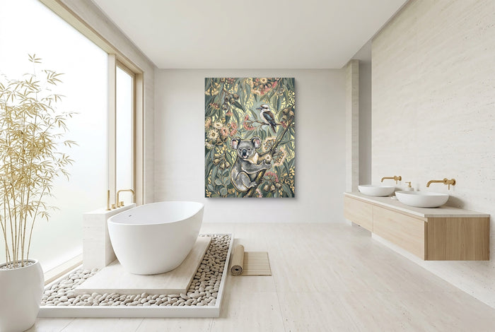 Koala Eucalyptus Bloom — koala eucalyptus bloom bathroom interior with tub 1port flush print