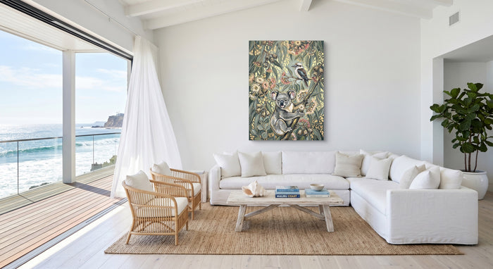 Koala Eucalyptus Bloom — koala eucalyptus bloom beachside villa 1port flush print