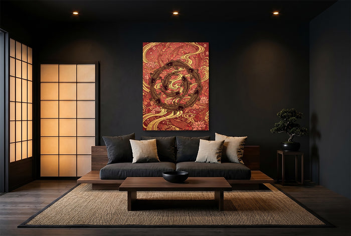 Koi Golden Flow — koi golden flow modern minimalist living room 2 1port flush print