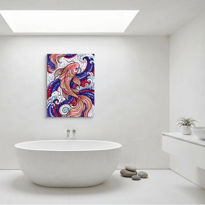 Koi Swirl — koi swirl sq minimalist bathroom 1port flush print
