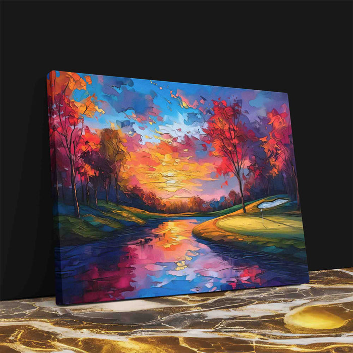 Lakeside Golf Course - Colorful Golf Course Canvas Print
