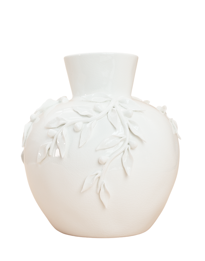 Laurel Neck Vase White