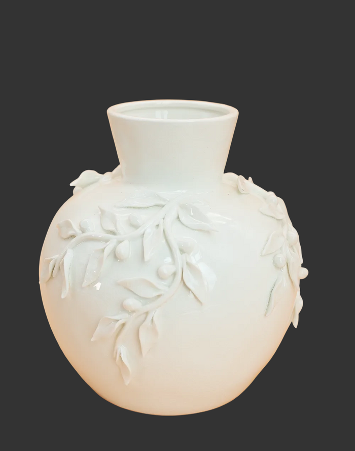 Laurel Neck Vase White