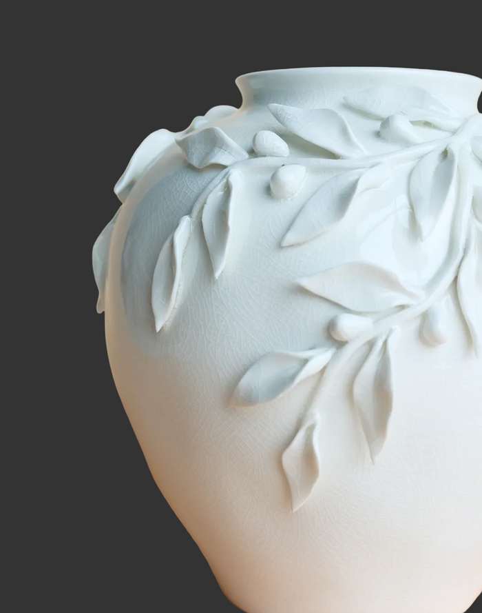 Laurel Neck Vase White