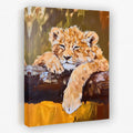 Lazy Lion Cub - Animals Canvas Wall Art
