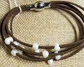 Leather and Pearl Bracelet