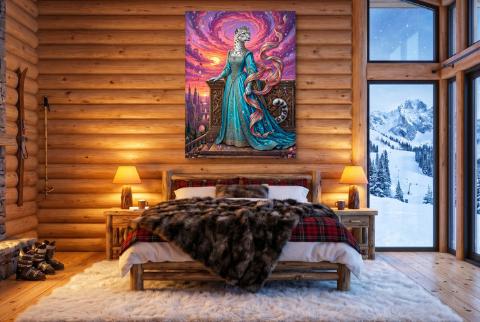 Leopard Balcony Sunset — leopard balcony sunset bedroom with fireplace 1port flush print