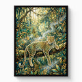 Leopard Golden Jungle — leopard golden jungle white studio framed black