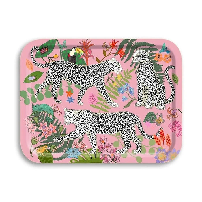 Leopard Pink Birch Wood Tray
